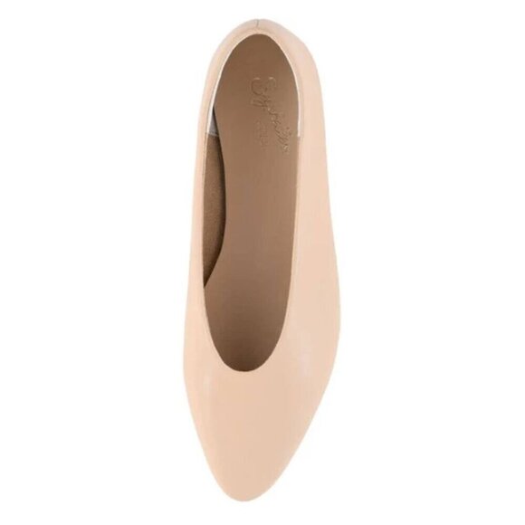 NIB Seychelles Dreamer Pointed Toe Flat Vegan Leather 6.5 Vachetta Beige - Picture 2 of 9